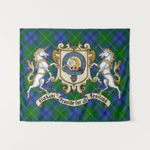 Tenture Oliphant Clan Badge & Unicorns avec Tartan