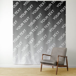 Tenture Ombre & motif de texte (couleur modifiable en gris