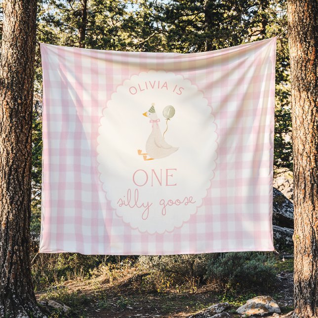 Tenture One Silly Goose 1st  Birthday Personalized Banner  (Créateur téléchargé)