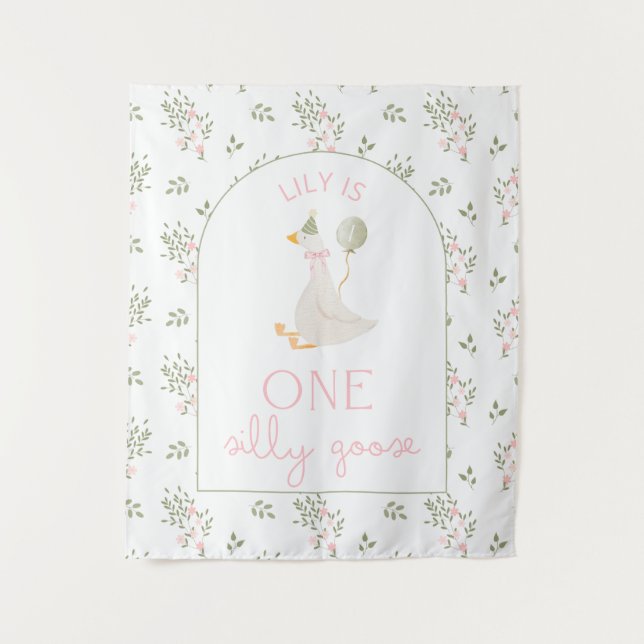 Tenture One Silly Goose Birthday Personalized Banner  (Devant)
