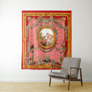 Tenture opulent baroque du XVIIIe siècle famille heureuse
