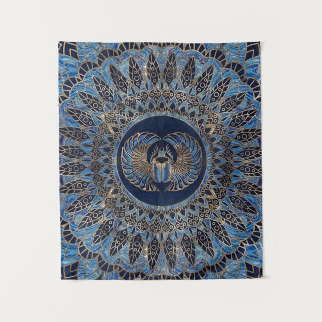 Tenture Or égyptien de scarabée de scarabée et marbre bleu (Devant)