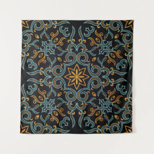 Tenture Or et bleu : Vintage ornemental