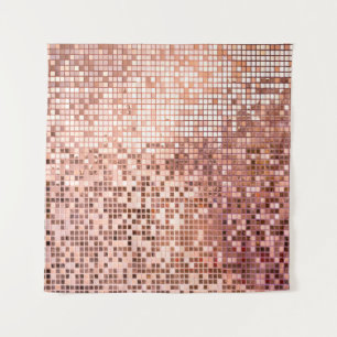 Tenture or rose : carreaux de mosaïque carré.