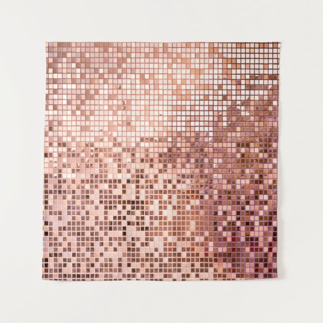 Tenture or rose : carreaux de mosaïque carré. (Devant)