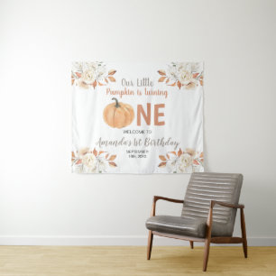 Tenture Orange Citrouille 1er anniversaire Rustique Floral