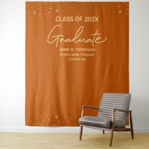 Tenture Orange Gold Class of 2024 backdrop Graduation