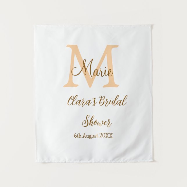 Tenture Orange monogramme douche de mariée ajouter nom mod (Devant)