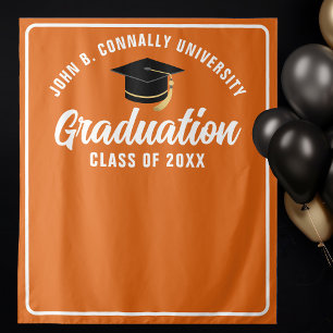 Tenture Orange White Custom Graduation Party Photo Booth