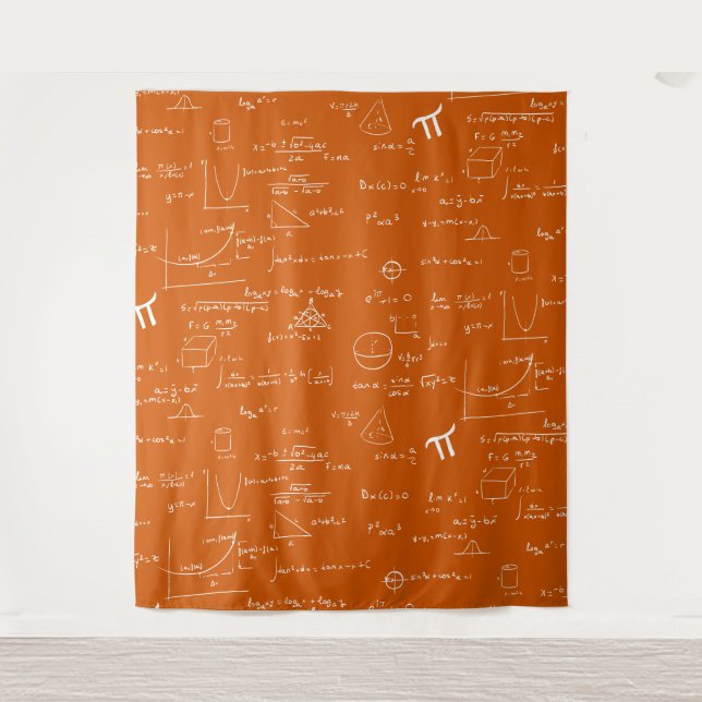 Tenture Orange White Mathematic Formulas Equations (Devant)