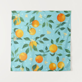 Tenture Oranges, fleurs : textile sans couture motif.