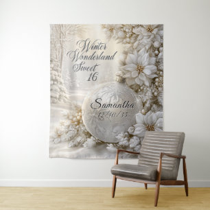 Tenture Ornement en paillettes d'argent Sweet 16 Winter Wo