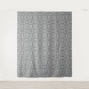 Tenture ornement ethnique motif géométrique noir et blanc