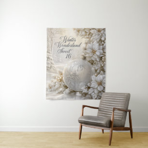 Tenture Ornement paillettes argent Sweet 16 Winter Wonderl