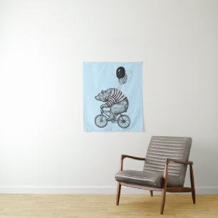 Tenture Ours de bicyclette de ballon