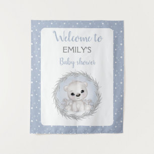 Tenture Ours polaire baby shower garçon signe de bienvenue