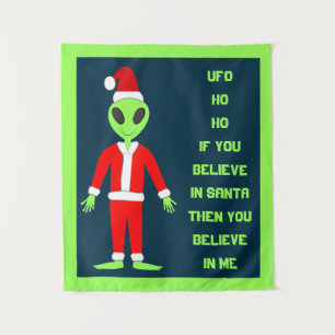 Tenture OVNI Ho Père Noël alien Personnalisé