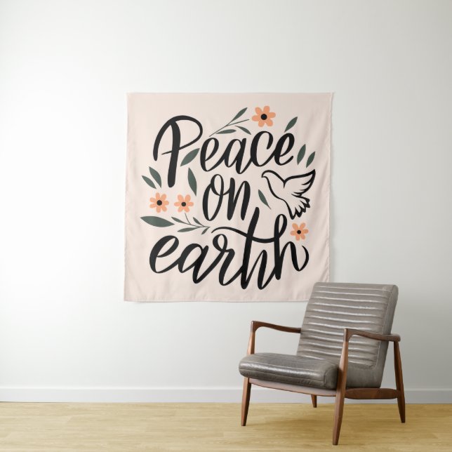Tenture Paix sur Terre Design Floral (En situation)