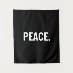 Tenture Paix texte noir et blanc minimaliste anti-guerre