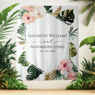 Tenture Palm Feuille Hibiscus Tropical Mariage Contexte
