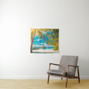 Tenture Palmiers sur le coucher du soleil