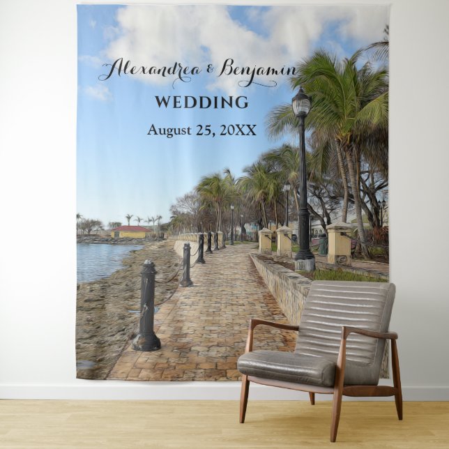 Tenture Palmiers tropicaux mariages - Photo Booth Backdrop (En situation)