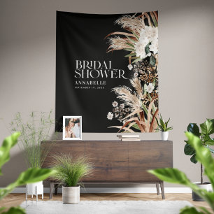 Tenture Pampas douche nuptiale moderne élégant noir