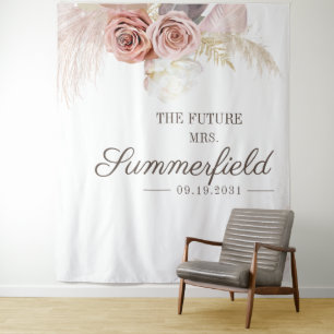 Tenture Pampas Grass Boho Photo Booth Fête des mariées