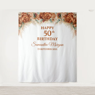 Tenture Pampas tropicale Boho palmier 50e anniversaire