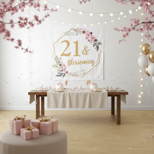 Tenture Panneau de 21 ans et Cerisier en Fleur 21ème Anniv