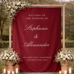 Tenture Panneau de bienvenue de mariage en tissu personnal