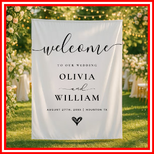 Tenture Panneau de bienvenue de mariage moderne simple noi