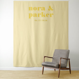 Tenture Panneau de Bienvenue de Mariage Simple Jaune Beurr