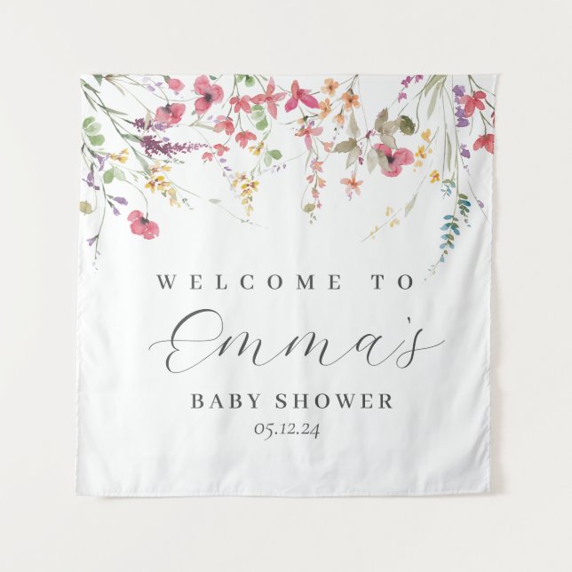 Tenture Panneau de bienvenue fleur sauvage, affiche fleur  (Devant)