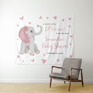 Tenture Panneau de fond de fête prénatale éléphant rose pâ