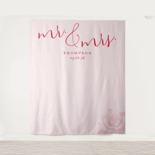 Tenture Panneau de mariage floral rose romantique