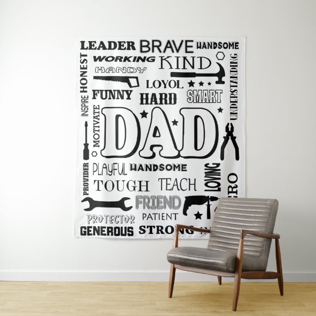 Tenture Papa Word Art, Papa Cadeau, Citations Drôle Papa (En situation)