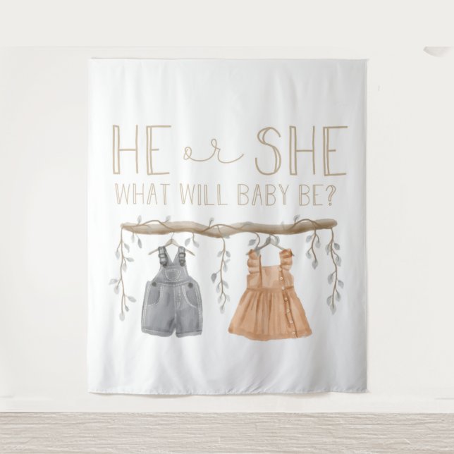 Tenture Paper Napkin, He or She, Baby shower,  (Devant)
