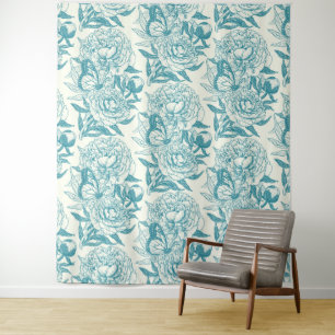 Tenture Papier à peintres et papillons, lagon Bleu