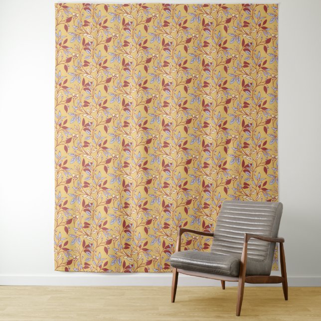 Tenture Papier peint de style vintage couleur bleu motif b (En situation)