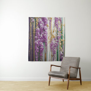 Tenture Papier peint en fleurs Violet Gold Wisteria