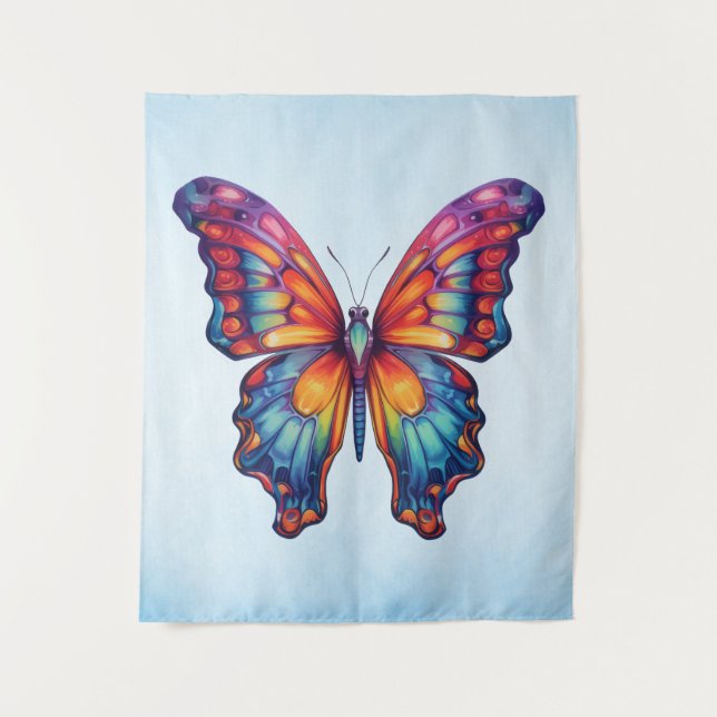 Tenture Papillon Bleu Orange ailes (Devant)