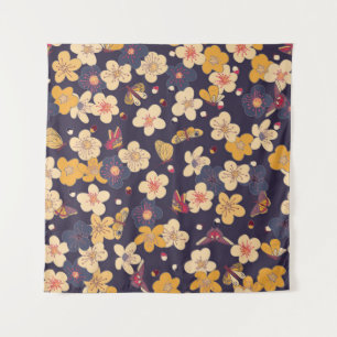 Tenture Papillon en fleurs de cerisier asiatique