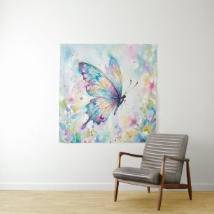 Tenture Papillon Floral Aquarelle Coloré