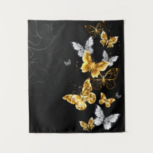 Tenture Papillons blancs et dorés
