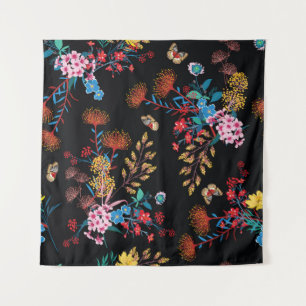 Tenture Papillons de jardin fleuris Style Liberty