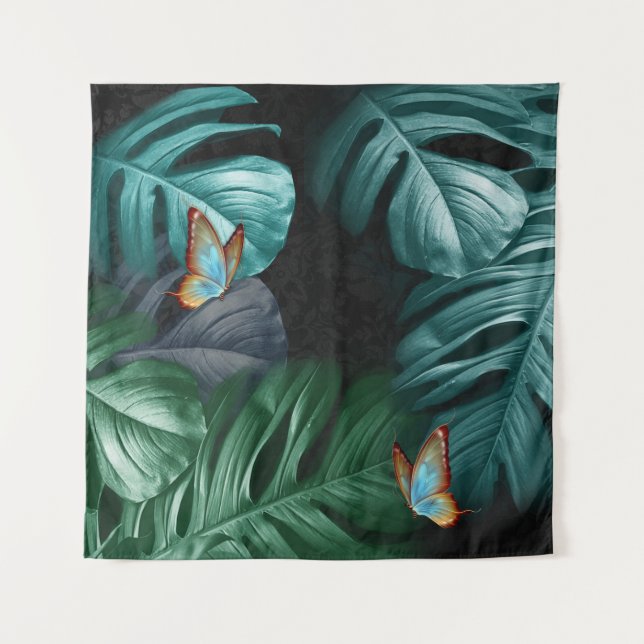 Tenture Papillons du Paradis Tropical Turquoise Splash (Devant)