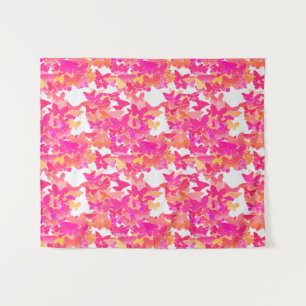 Tenture Papillons, rose, fuchsia et corail