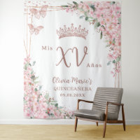Papillons Roses en fleurs de cerisier Quinceañera