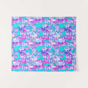 Tenture Papillons, Violet et Tturquoise